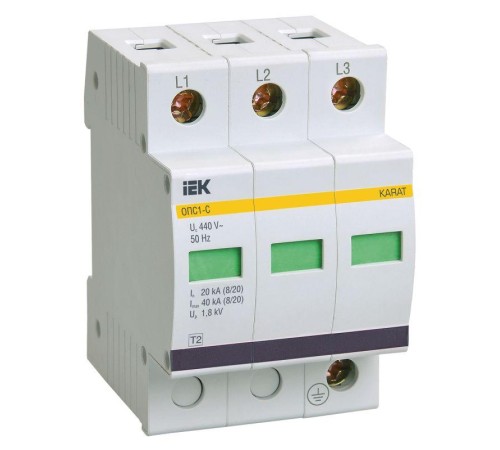 Ограничитель перенапряжения ОПС1-C 3P IEK MOP20-3-C Ограничитель перенапряжения ОПС1-C 3P IEK MOP20-3-C